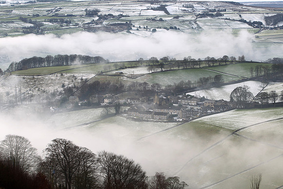 Luddenden 'floating in winter fog'