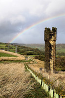 Rainbow over old tower, Shibden Valley