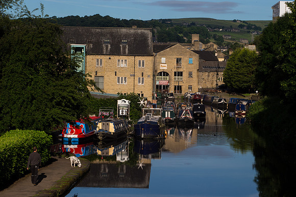 Dog walker at Sowerby Bridge Wharf