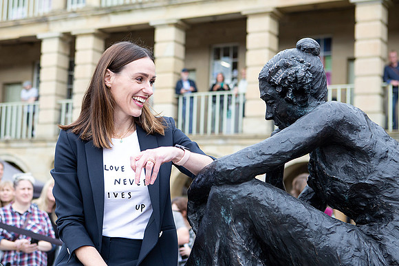 Suranne Jones - Gentleman Jack - with Anne Lister statue