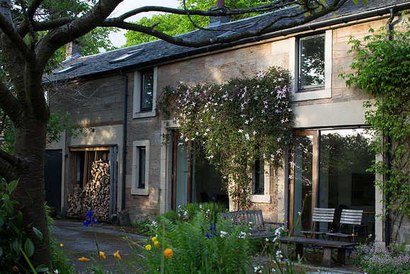 Evening sunlight dapples the property