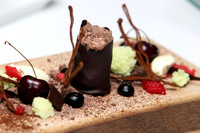 Creamed chocolate dessert with fruit