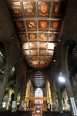 Halifax Minster interior, highlighting ceiling panels